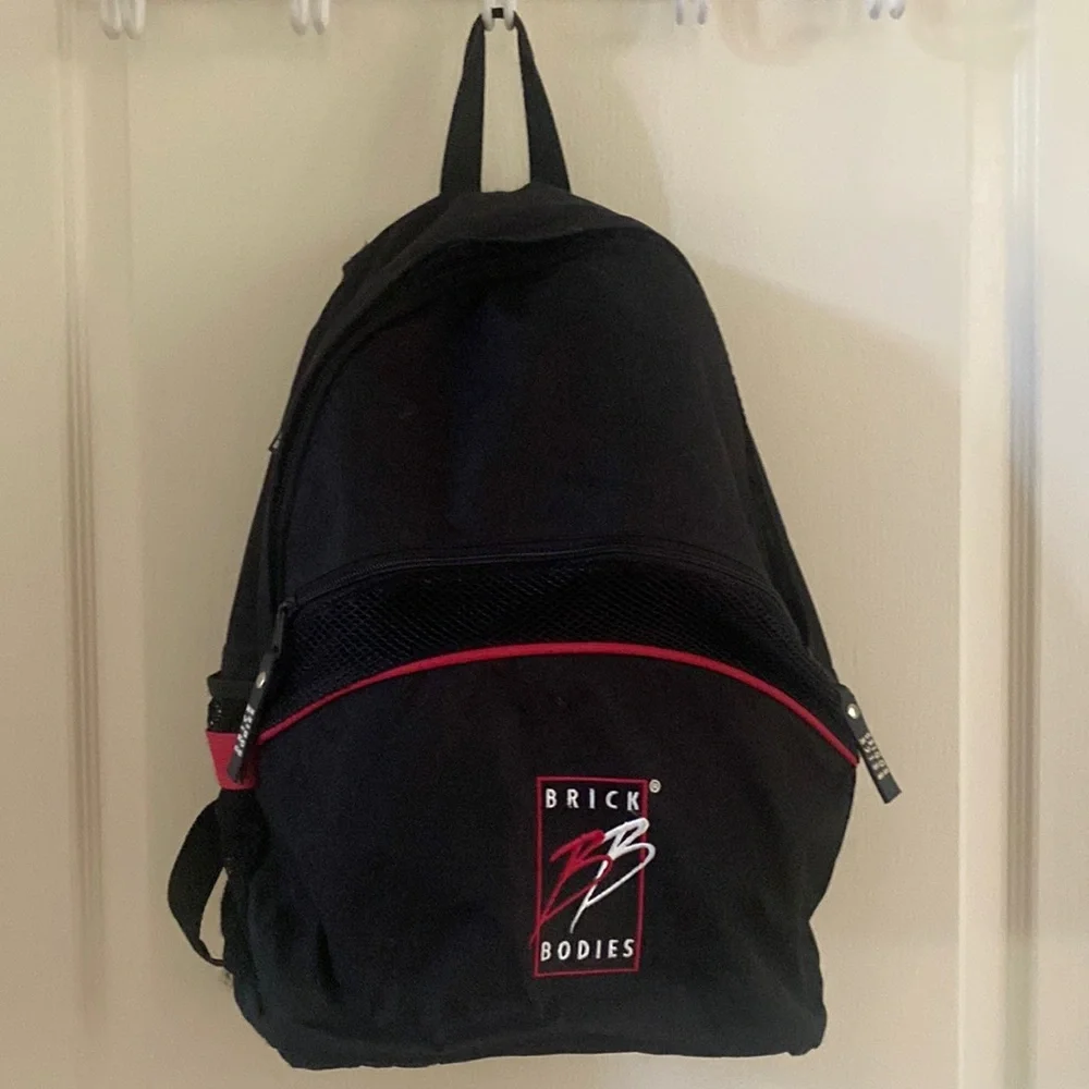 BRICK BODIES Backpack Gym Bag Black Red EUC $25